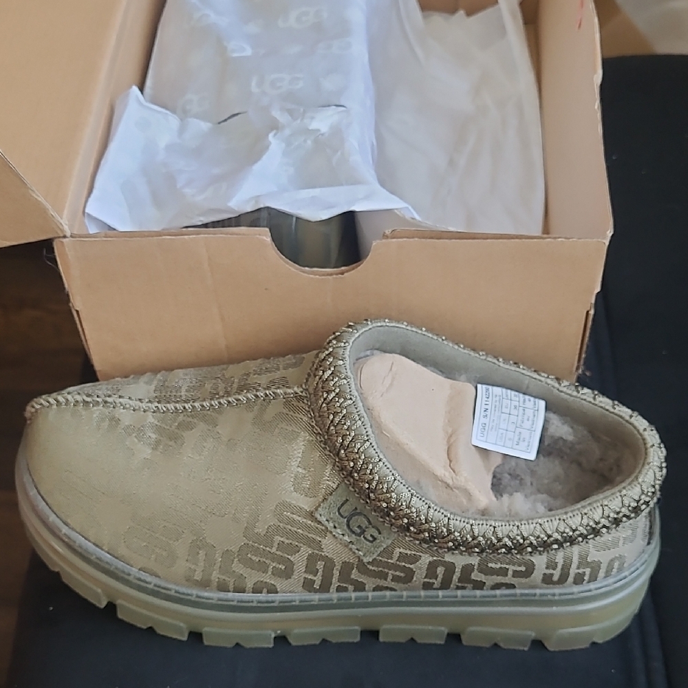 UGG Khaki Patterned Slip-On Shoes
